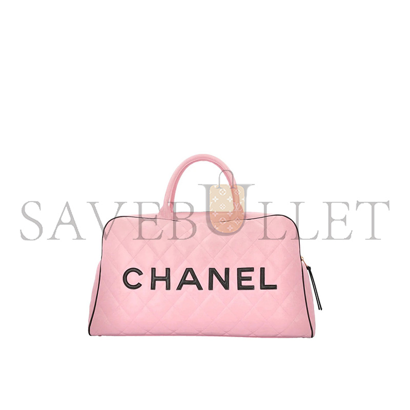 Ch**el BOWLING BAG CALFSKIN PINK (48*25*15cm)